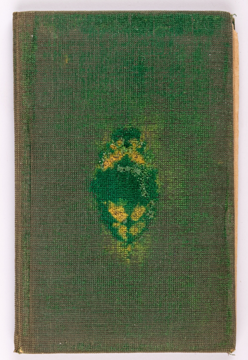 Poesibok. Pärmen klädd med grönt sammet. Innehåller handskrivna dikter, teckningar och pressade blommor.