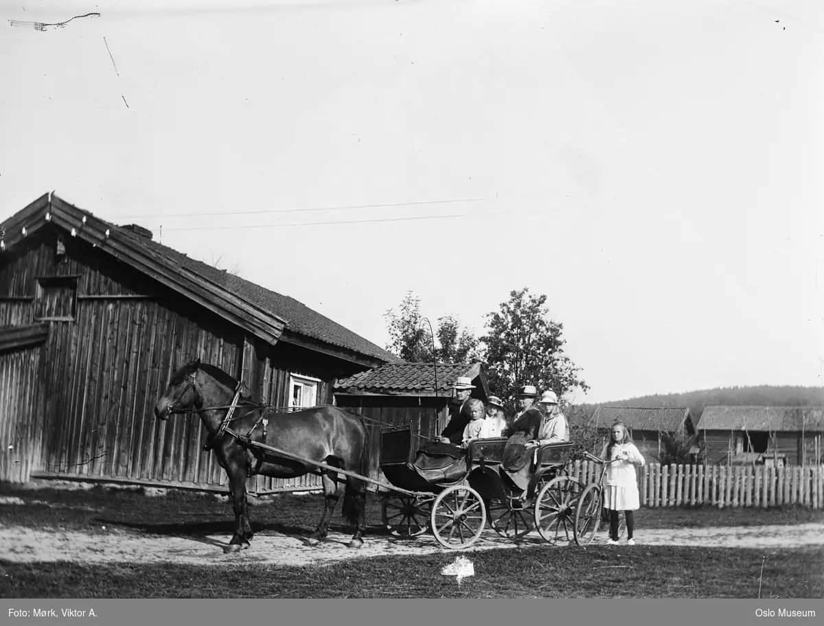 vei, hestekjøretøy, hest, trille, mann, kusk, kvinne, jenter, sykkel