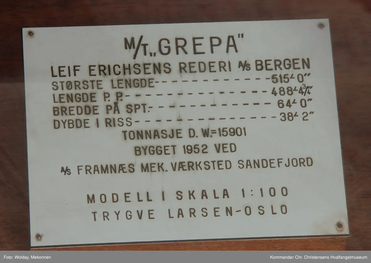 Modell av skipet M/T GREPA