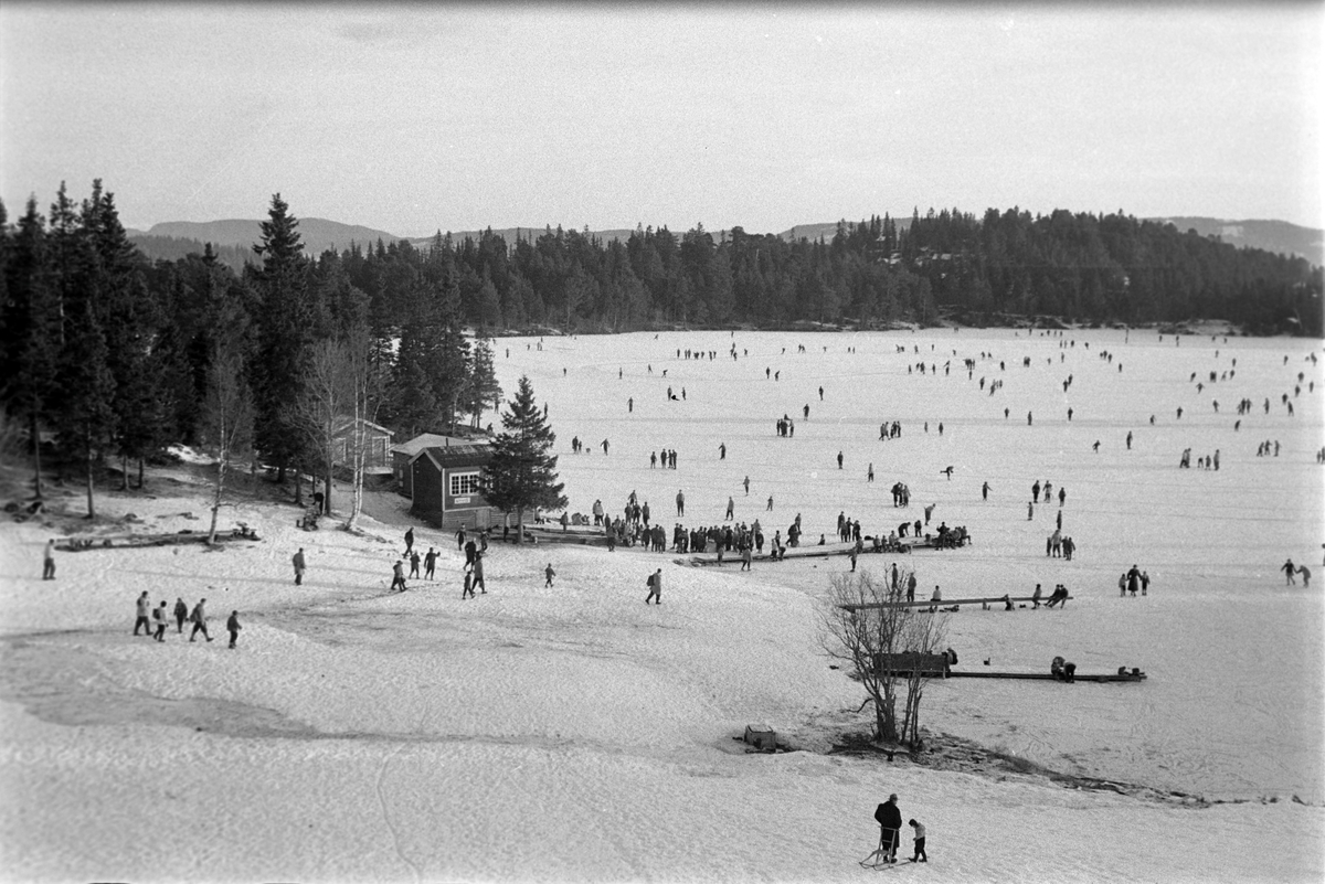 Utfart i Bymarka. Skøyteis på Lianvannet