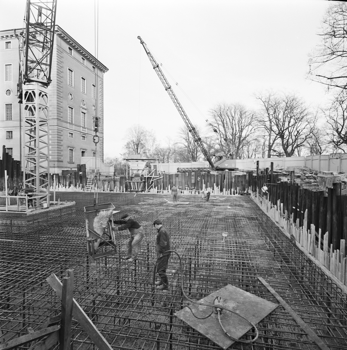 Carolina Rediviva, byggande av skyddsrummet, Uppsala, november 1965