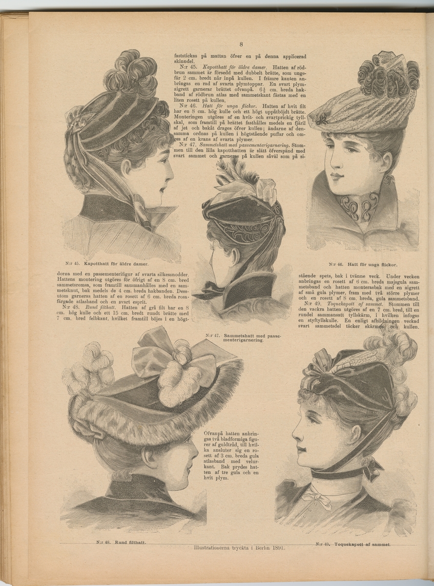 Pärmen ''spräcklig'' i svart, grönt och gult. Från år 1889. Mode-och mönstertidningen fanns i Alma Nordahls Modeaffär, Vänersborg.

X  Iduns Mode- och Mönstertidning utgifen af Fritiof Hellberg.

Se bilaga VM 17 624.