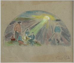 Uppgående sol [Akvarell]