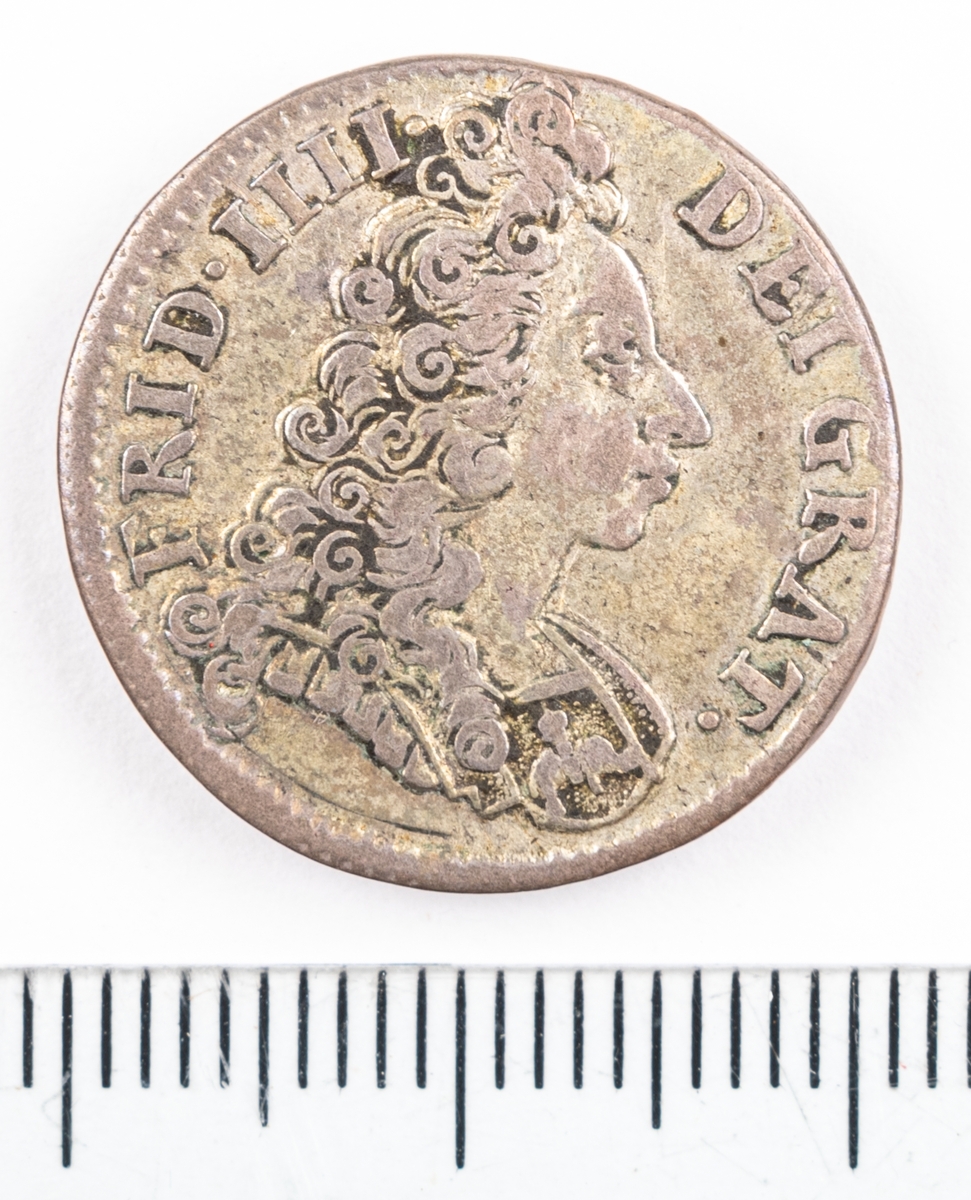 Mynt, Danmark, 1702, 8 Skilling.