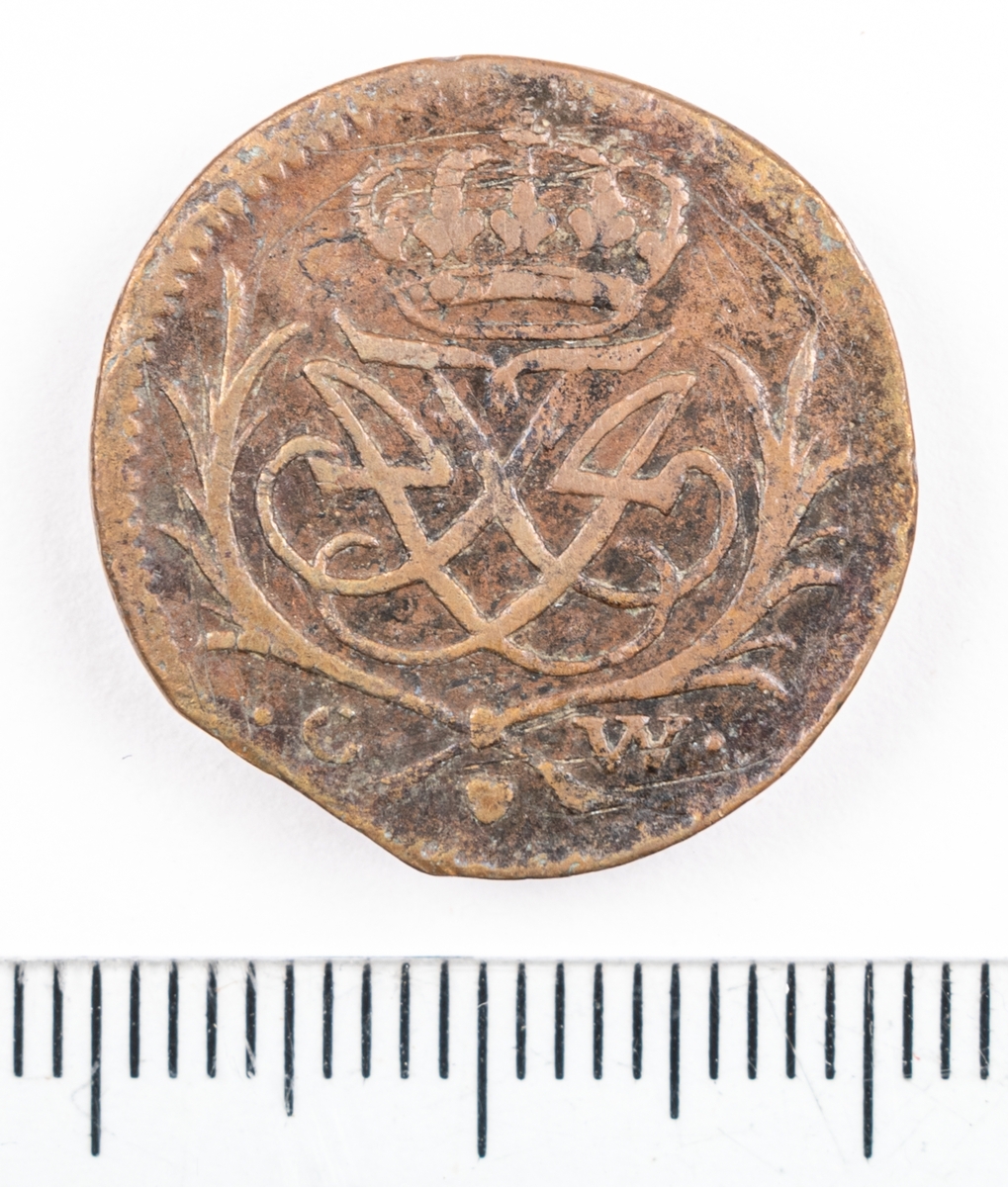 Mynt, Danmark, 1719, ½ Skilling.