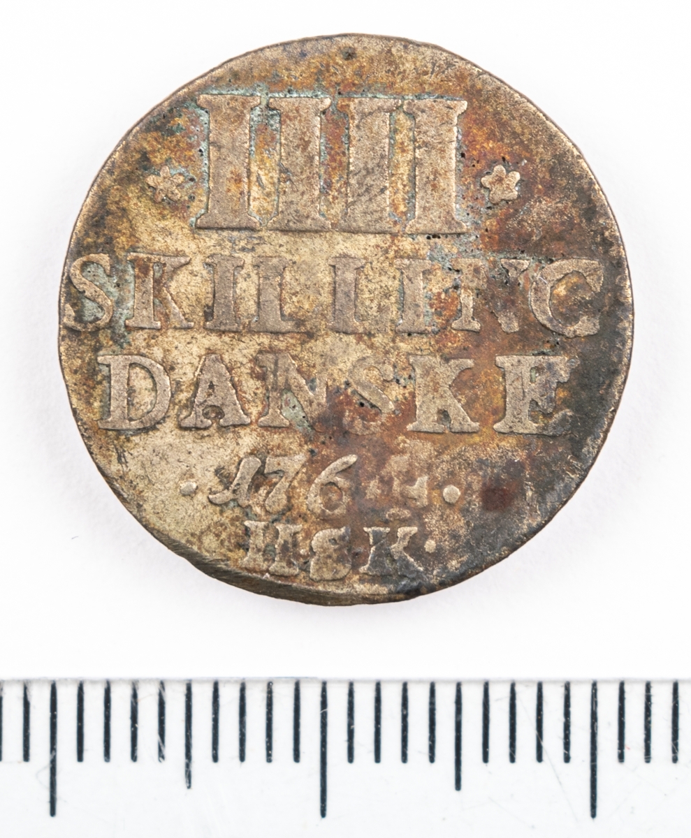 Mynt, Danmark, 1764, 4 Skilling.