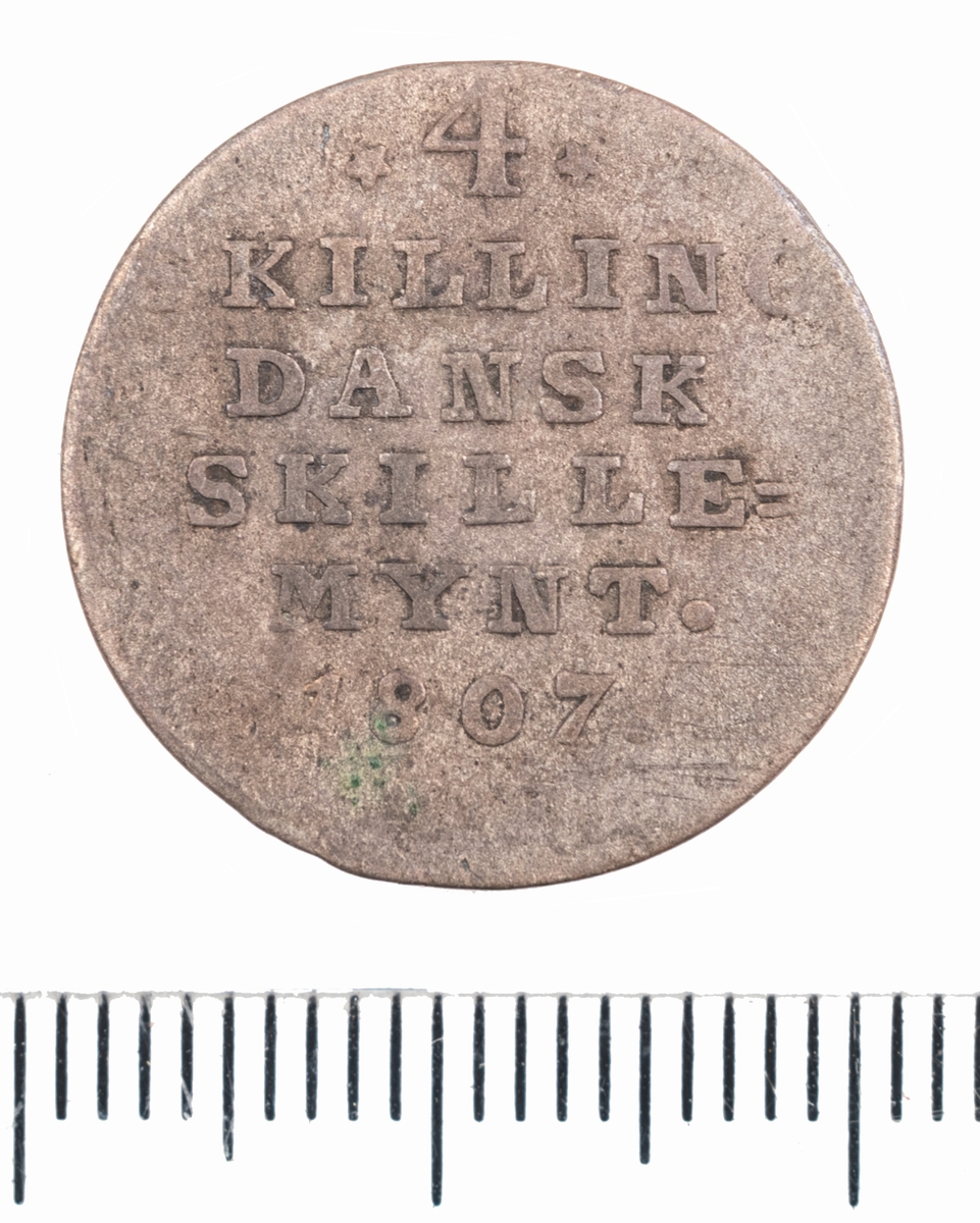 Mynt, Danmark, 1807, 4 Skilling.