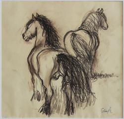 Två hästar [Teckning]