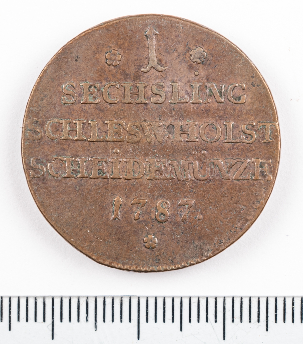 Mynt, Danmark, 1787, 1 Sechsling.