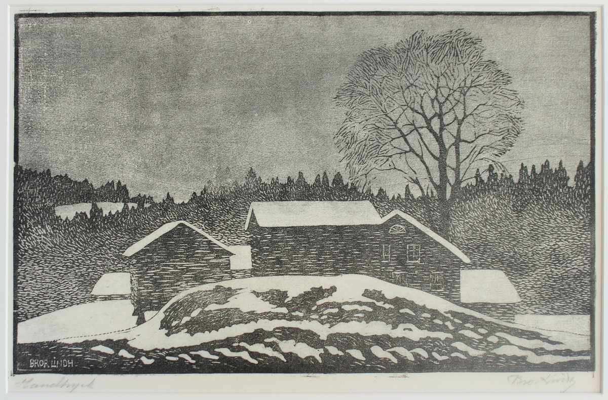 Vinterlandskap med bondgård [Grafik]