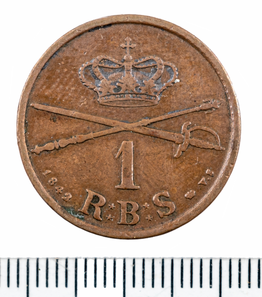 Mynt, Danmark, 1842, 1 RB.Sk.