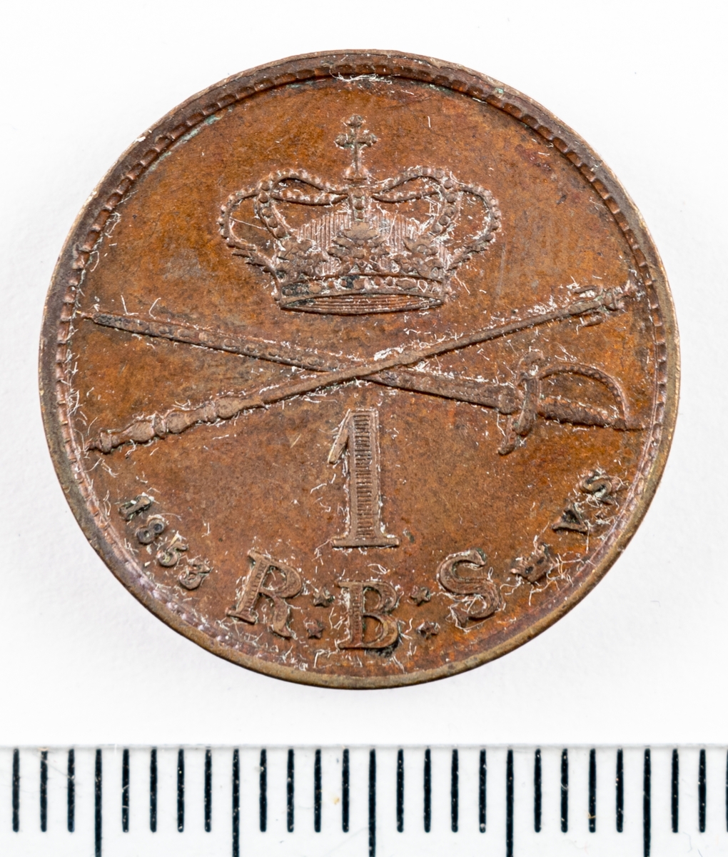 Mynt, Danmark, 1853, 1RB.Sk.