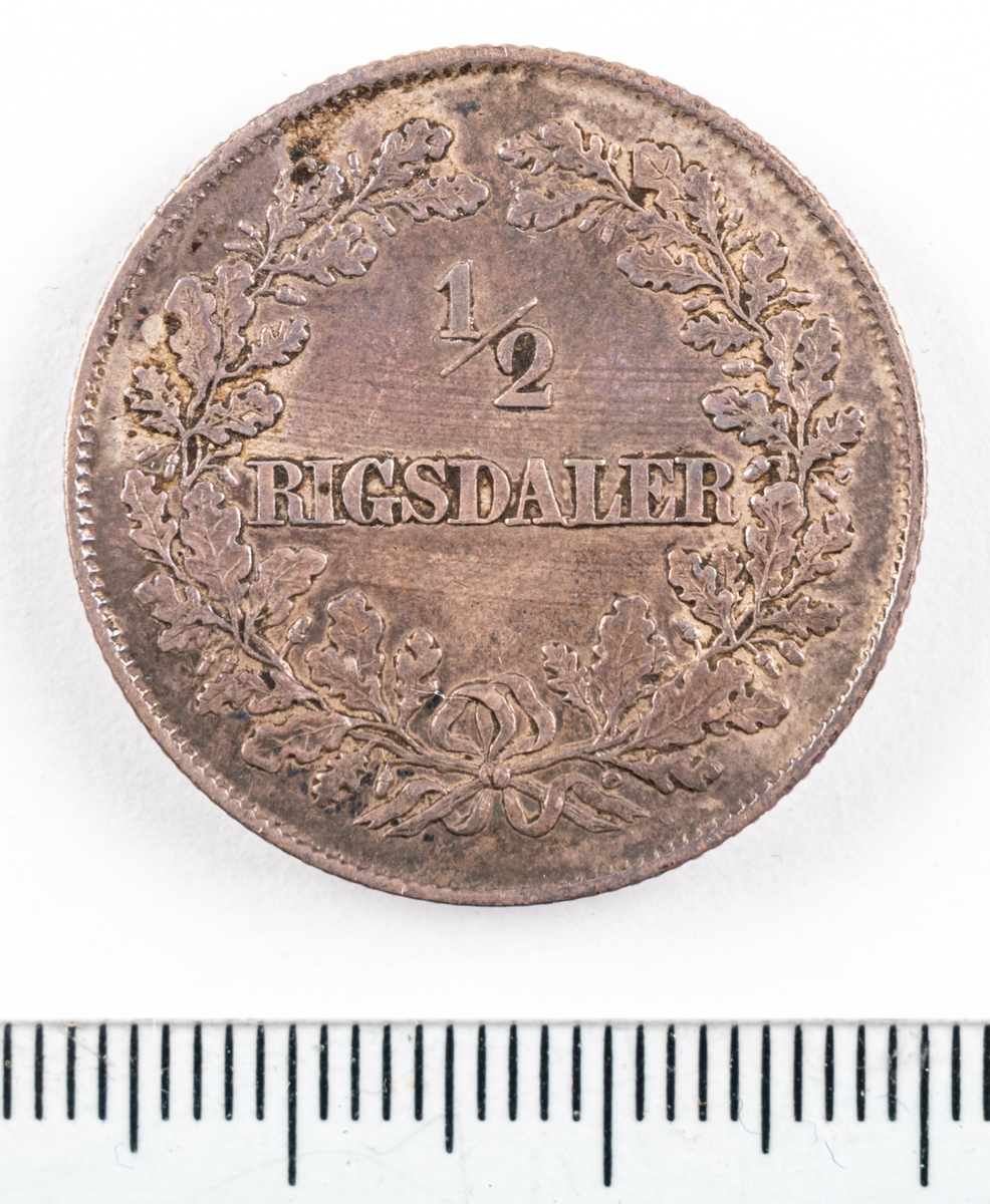 Mynt, Danmark, 1855, ½ Riksdaler.