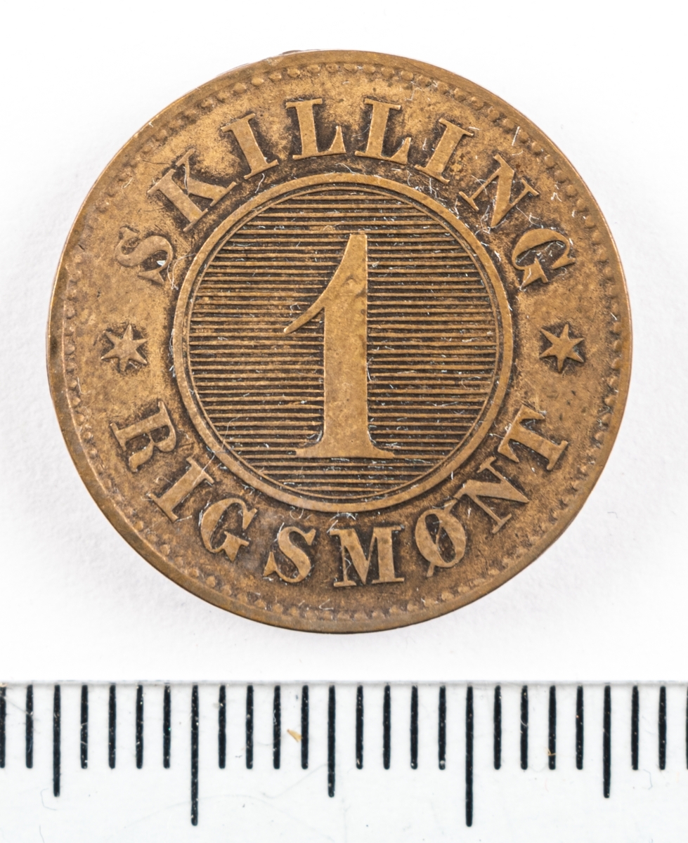 Mynt, Danmark, 1871, 1 Skilling.