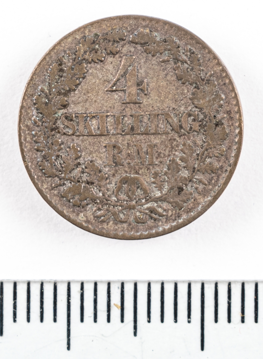 Mynt, Danmark, 1867, 4 Skilling.