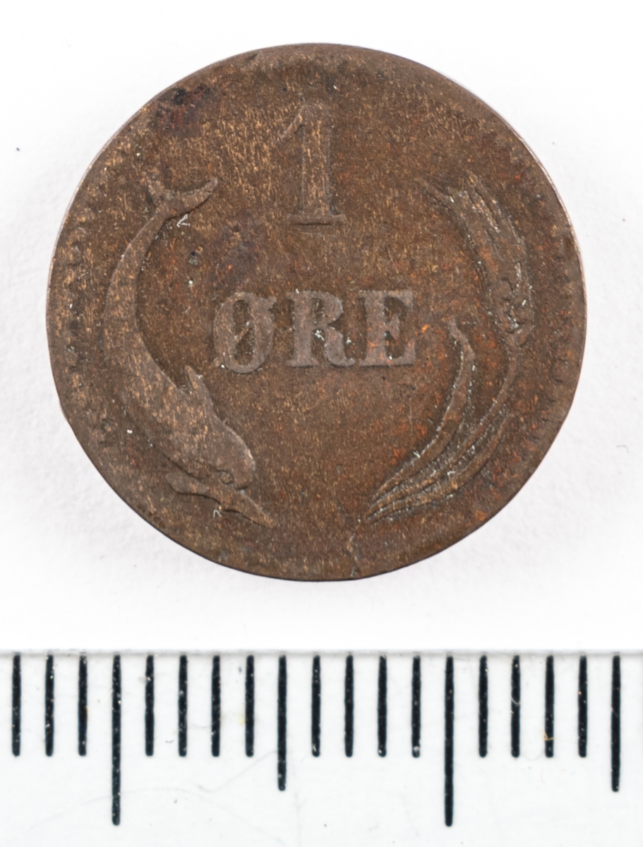 Mynt, Danmark, 1875, 1 Öre.