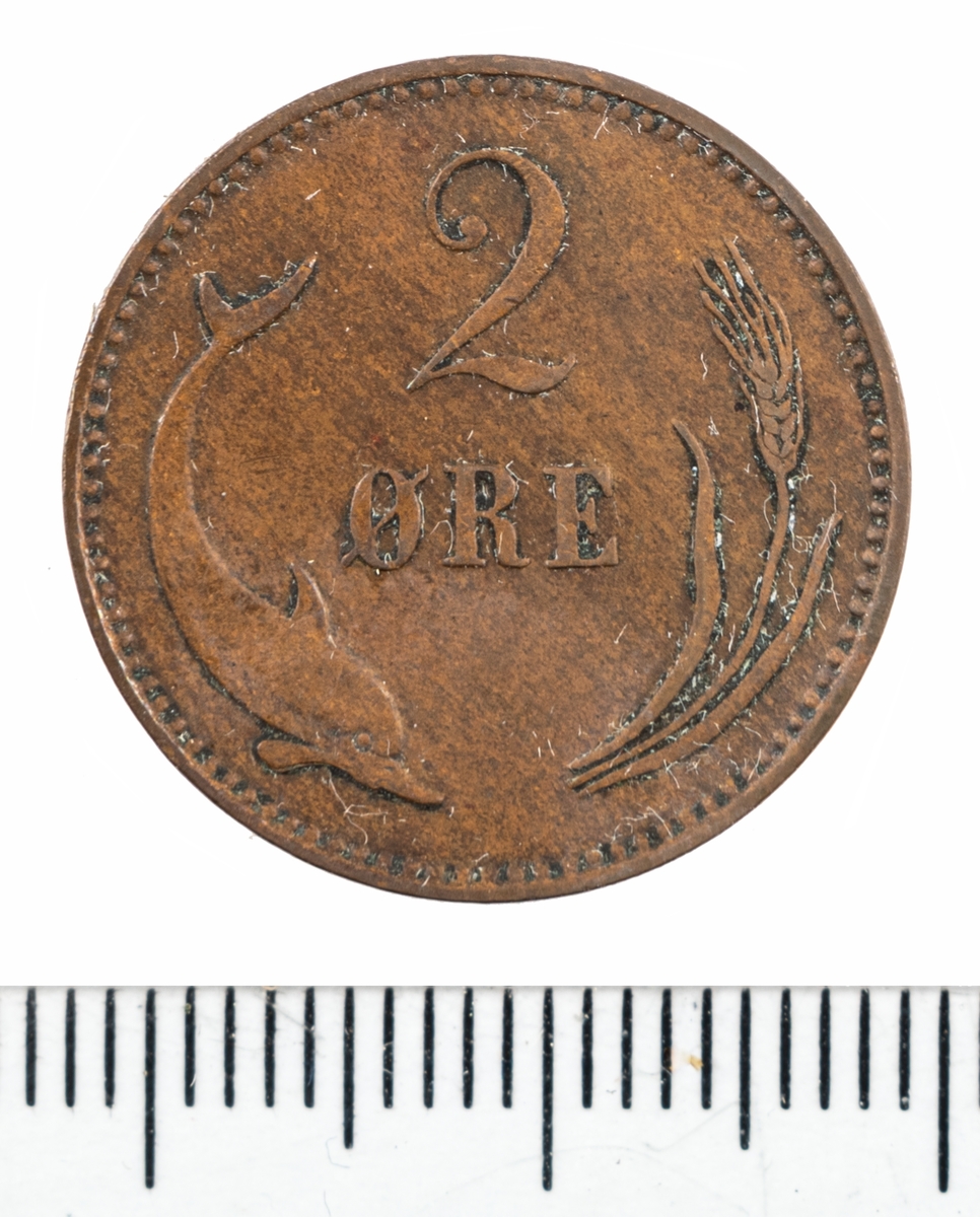 Mynt, Danmark, 1899, 2 Öre.