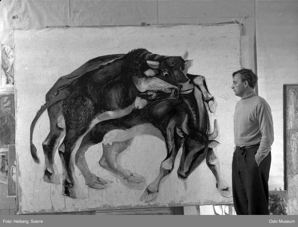 atelier, interiør, mann, billedkunstner, maler, maleri
