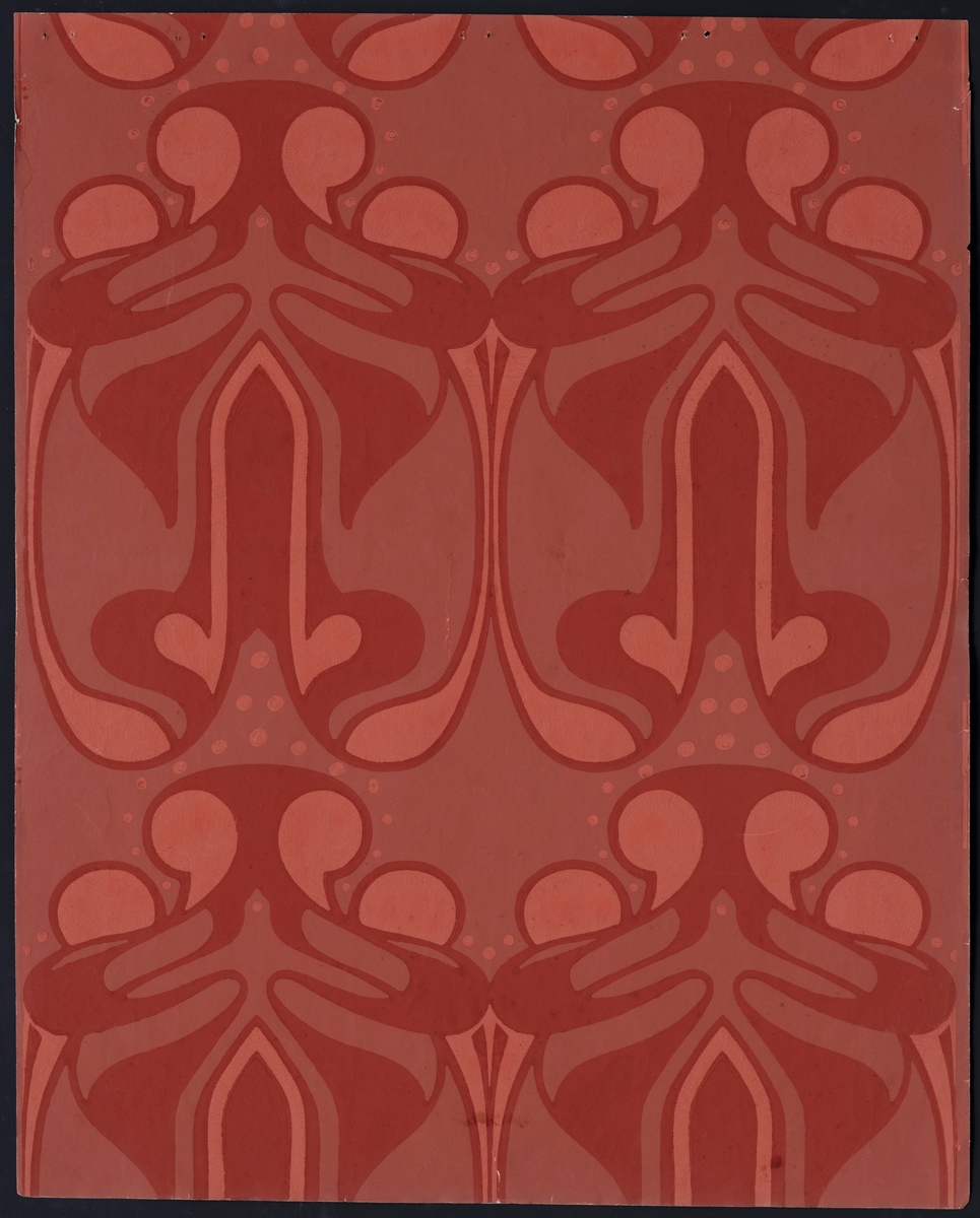 Tapetprøve med stilisert abstrakt mønster.
