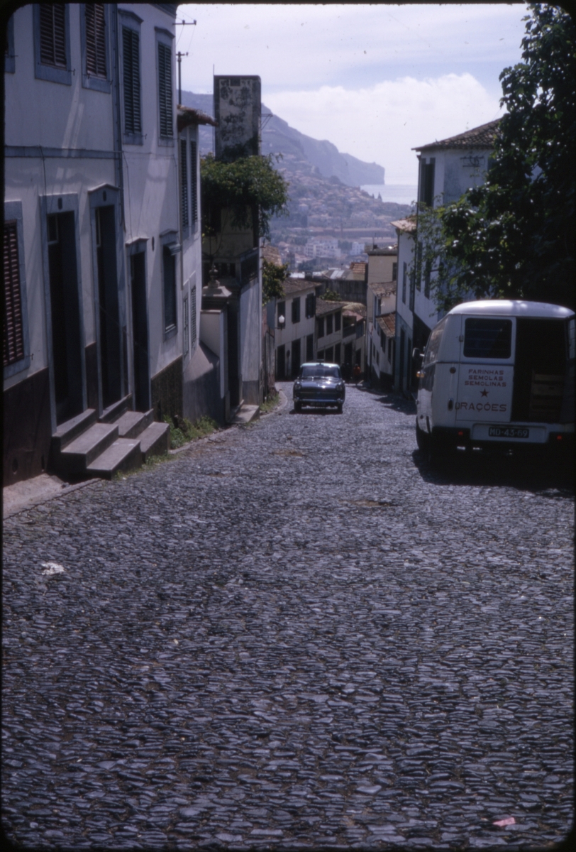 Bratt gate med utsikt over Funchal, Madeira. 'Sagafjord' Spring Cruise to Europe 1966.