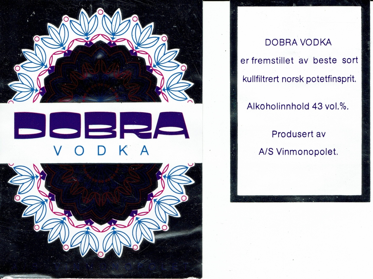 Dobra Vodka.  A/S Vinmonopolet. 