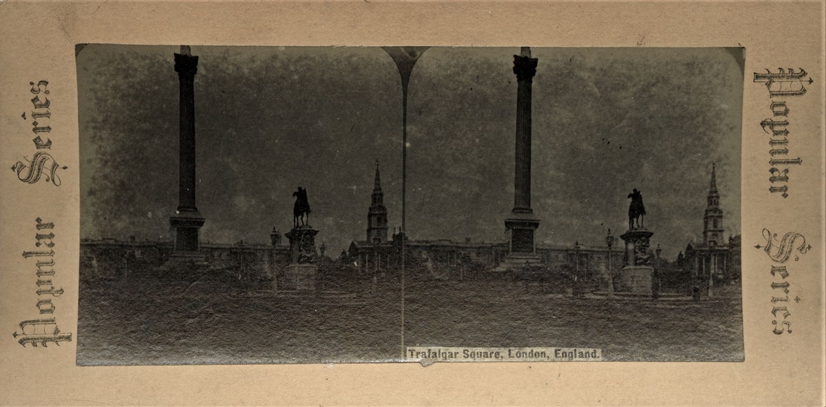 Stereofotografi av Trafalgar Square, London, England.
