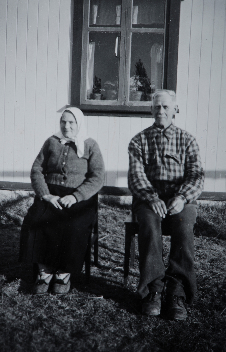 Øvre Tomter (60/1) Marie og Kristian Hansen Nysveen. Kristian var  
legdsgutt på Tomter. Han kom dit i sjuårs alderen og bodde i fjøset. Han ble der til han ble konfirmert.