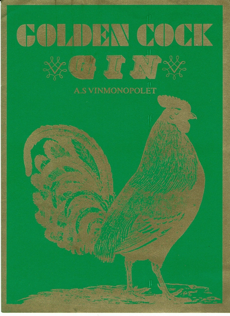 Golden Cock Gin. A.S Vinmonopolet. 