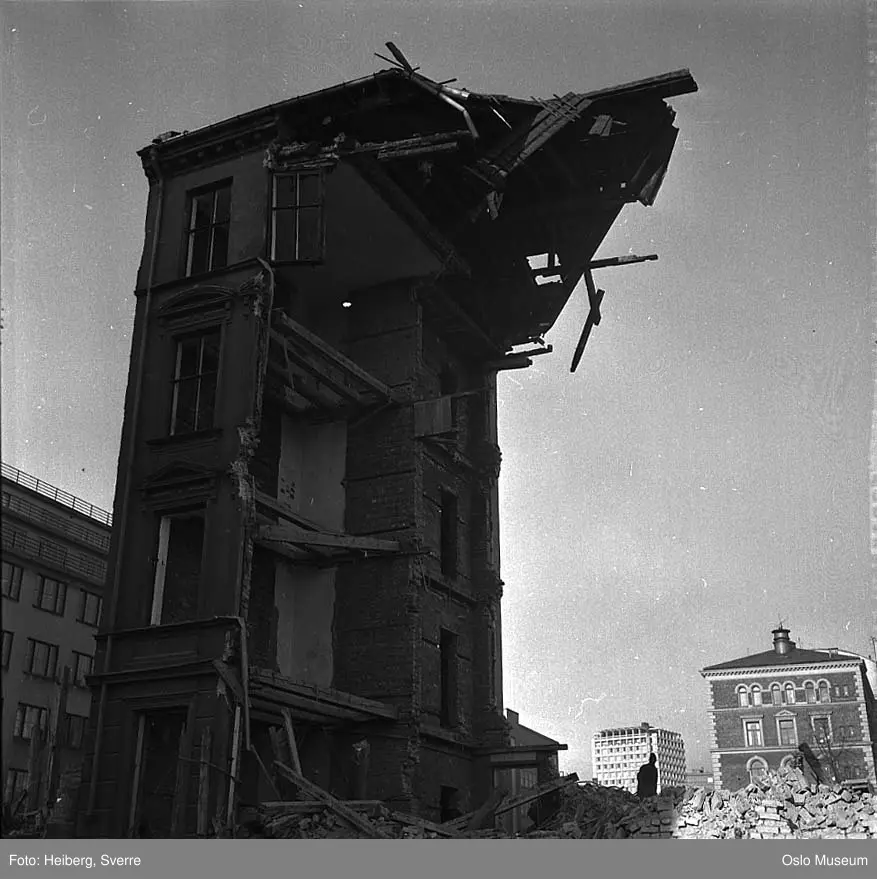 bygård, rivningsarbeid, kontorbygning, Oslo tekniske skole, Ind-Eks-huset
