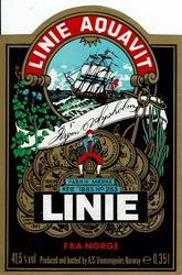 Lysholm Linie Aquavit. 1991. Forside- og baksideetikett. Med