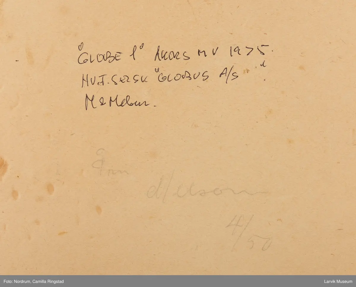 GLOBE 1 1925 tilhørende hvalfangsselskapet Globus A/S
Melsom&Melsom-flagget i masten. Jomfrueturen 1925.