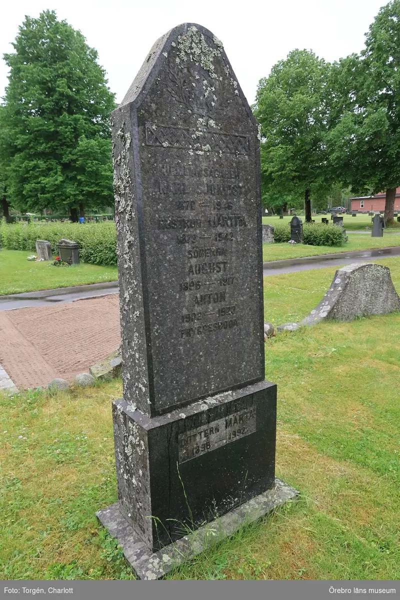 Inventering av kulturhistoriskt värdefulla gravvårdar i samband med upprättade av vård- och underhållsplan för Lindesbergs södra kyrkogård, avseende kulturhistoriska värden.
