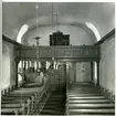 Säterbo sn, Arboga kn, Säterbo kyrka.
Interiör av Säterbo kyrka, mot utgång och orgelläktare, 1946-1947.