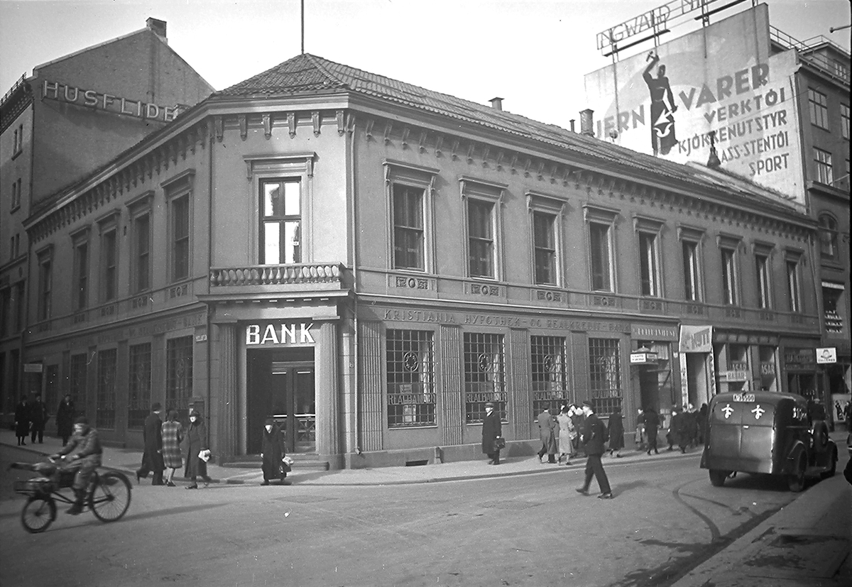 A/S Kristiania Hypothek- og Realkredit-Bank, Torggata 2, Oslo. Fotografert 1939.