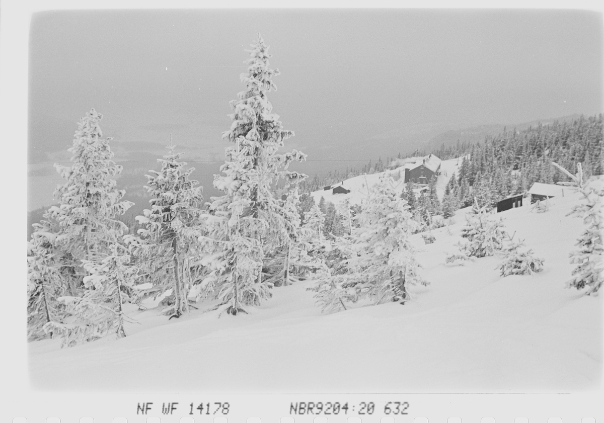 Utsikt mot Hotell Fjellhvil på Norefjell, Krødsherad, Viken. Fotografert 1941.