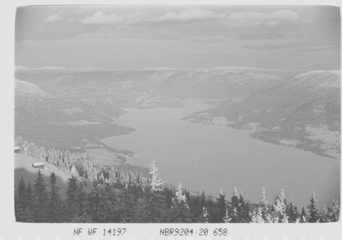 Utsikt fra Norefjell mot Krøderen, Krødsherad, Viken. Fotografert 1941.