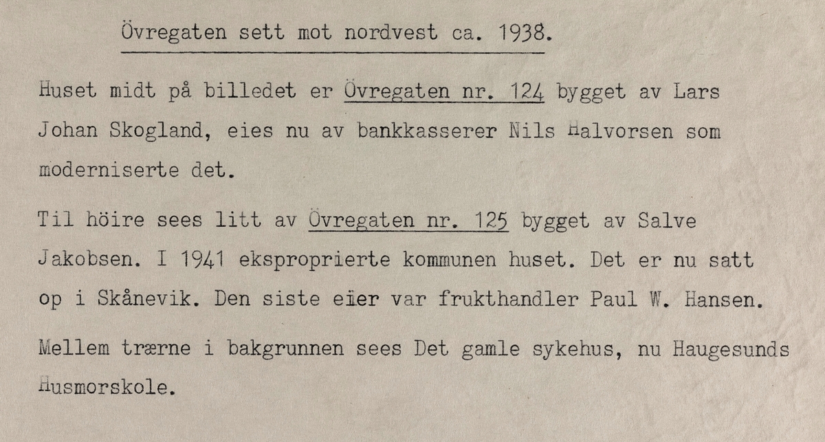 Øvregata sett mot nordvest, ca. 1938.