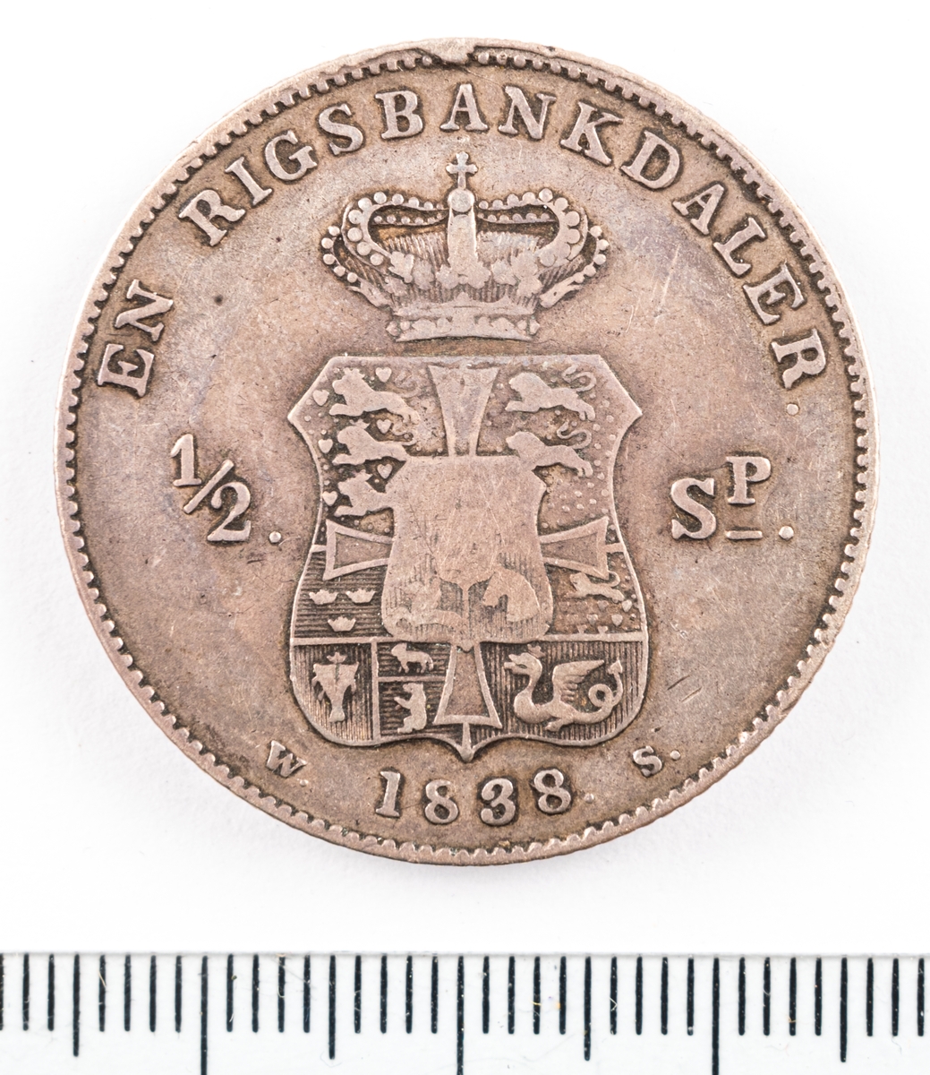 Mynt, Danmark, 1838, 1 Rigsbankdaler.