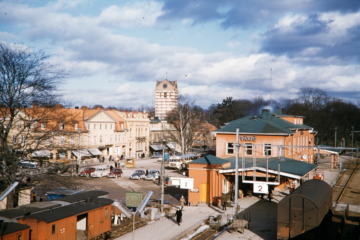 Växjö stationsområde, 1956.