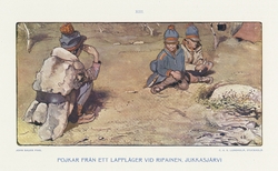 Pojkar från ett sameläger vid Ripainen, Jukkasjärvi. Illustr