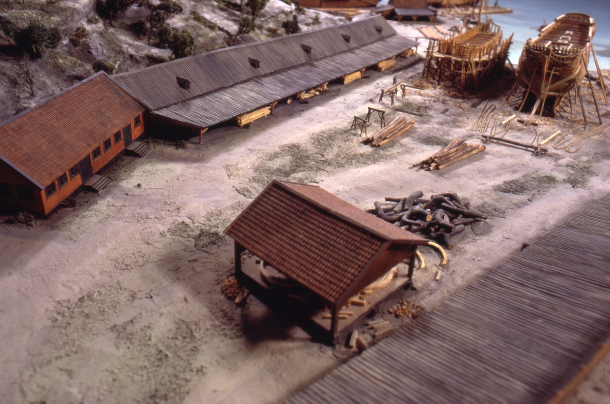 Modell av Södra varvet i Stockholm efter karta daterad 1781.