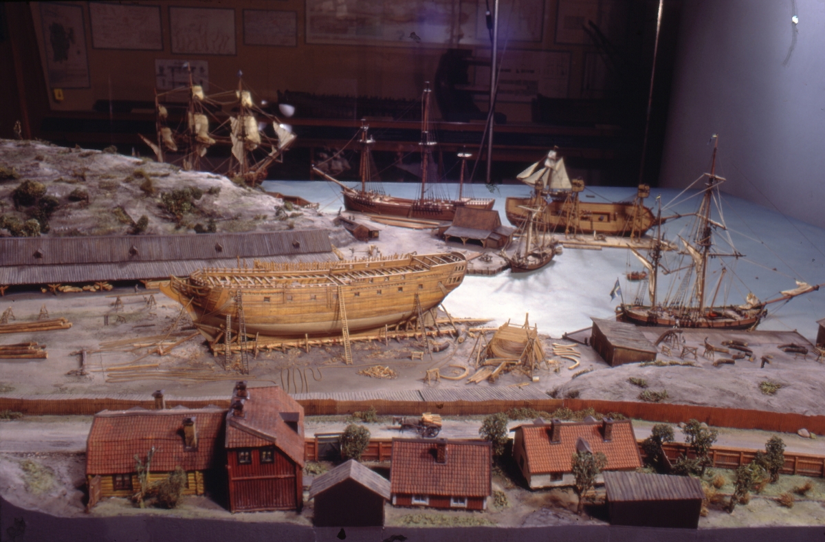 Modell av Södra varvet i Stockholm efter karta daterad 1781.