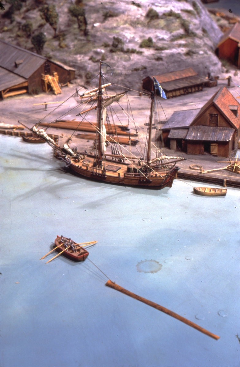 Modell av Södra varvet i Stockholm efter karta daterad 1781.