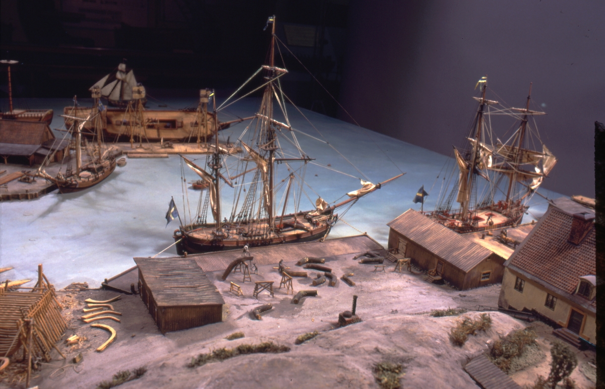 Modell av Södra varvet i Stockholm efter karta daterad 1781.