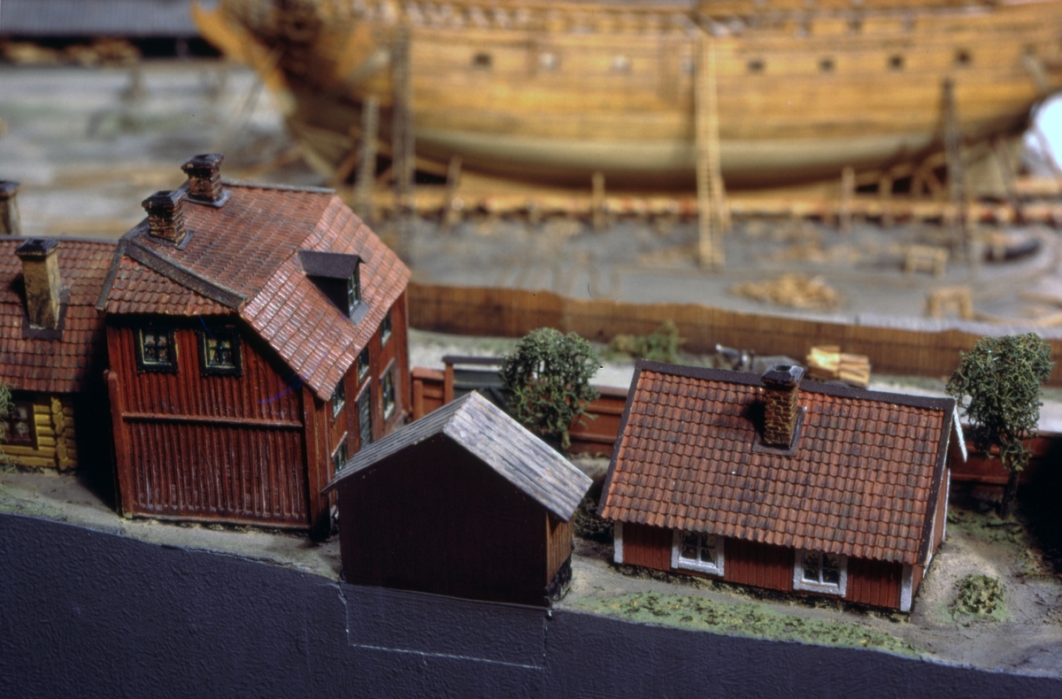Modell av Södra varvet i Stockholm efter karta daterad 1781.