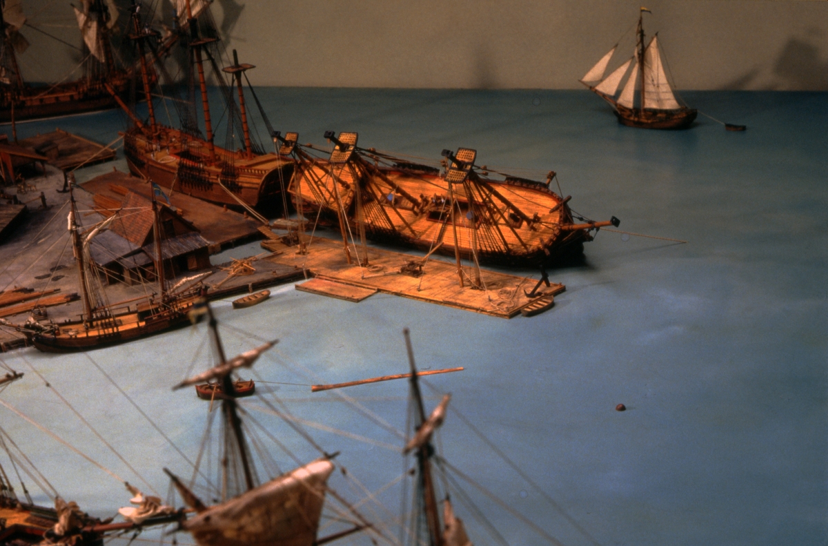 Modell av Södra varvet i Stockholm efter karta daterad 1781.