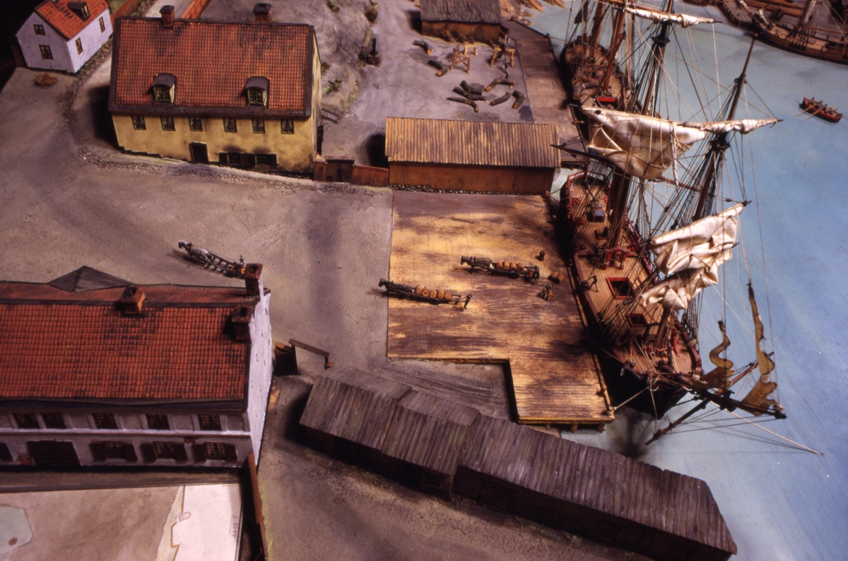Modell av Södra varvet i Stockholm efter karta daterad 1781.