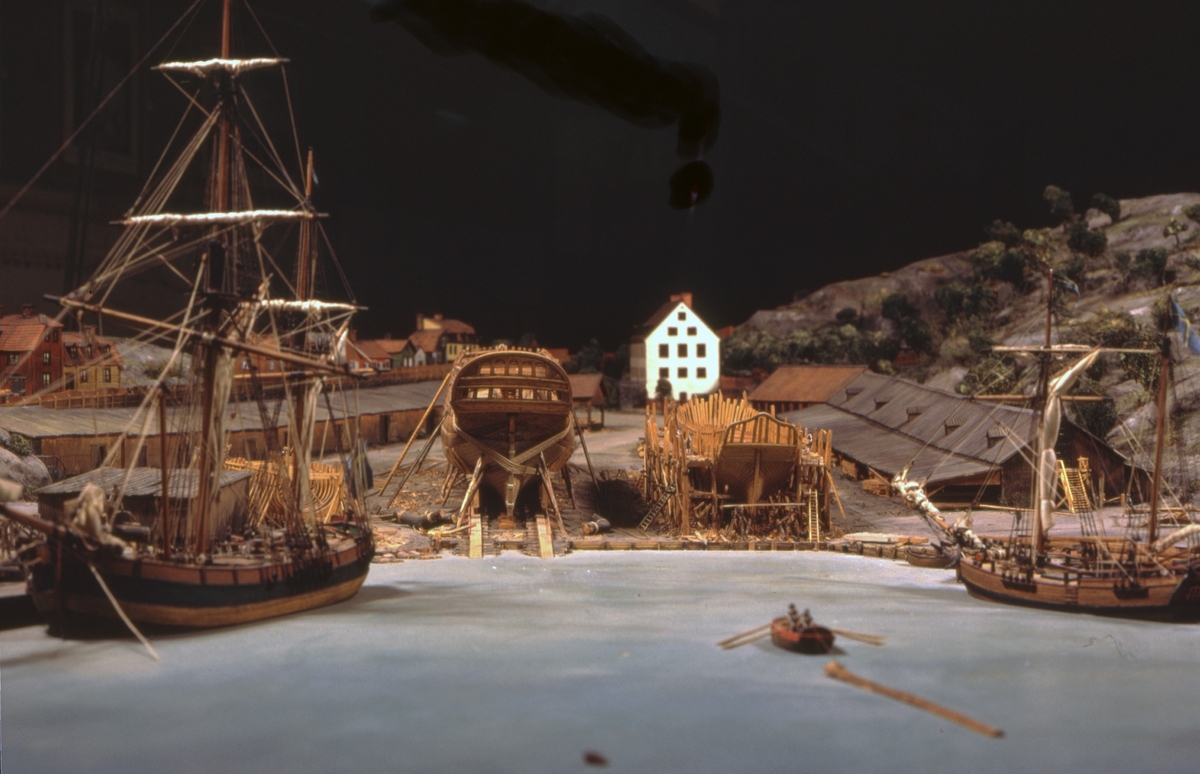 Modell av Södra varvet i Stockholm efter karta daterad 1781.