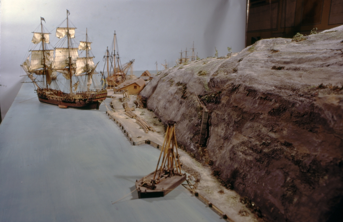 Modell av Södra varvet i Stockholm efter karta daterad 1781.