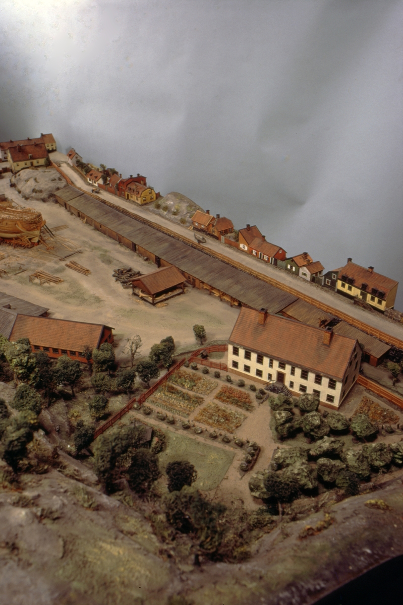 Modell av Södra varvet i Stockholm efter karta daterad 1781.